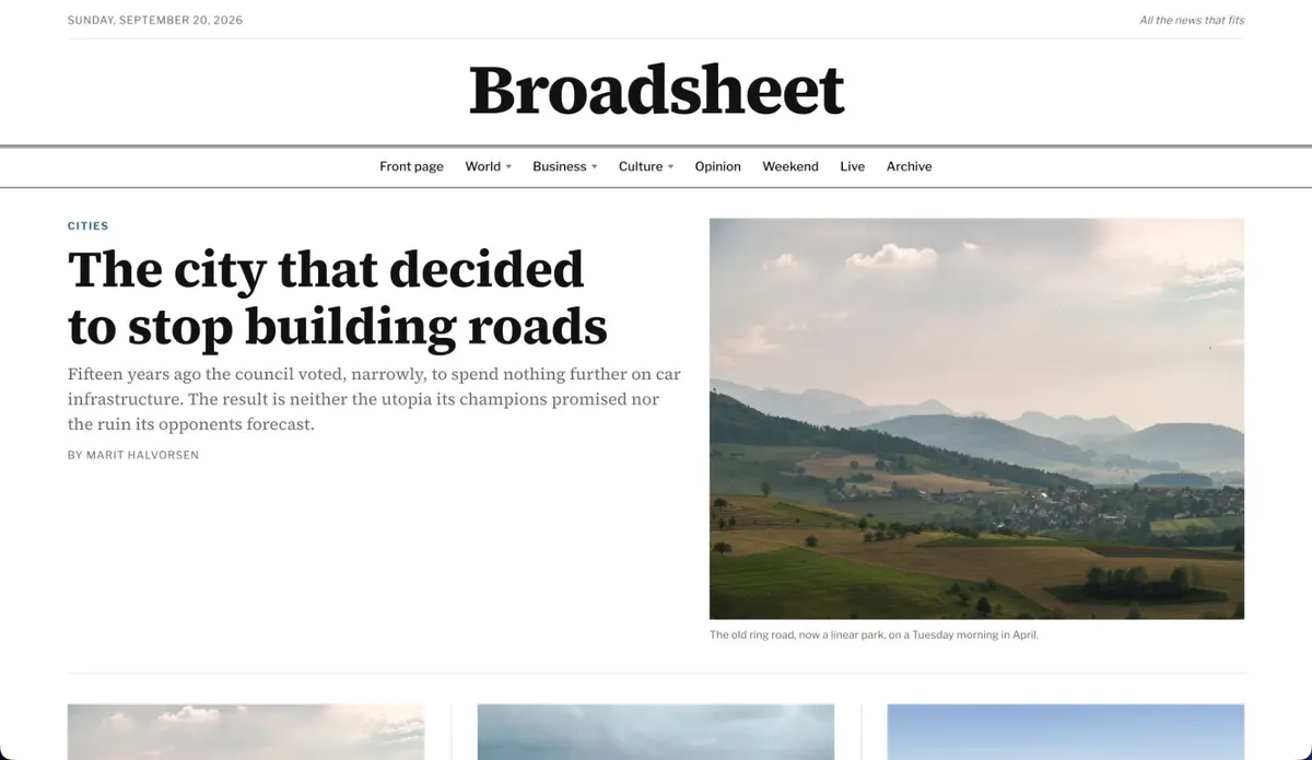 Broadsheet theme preview